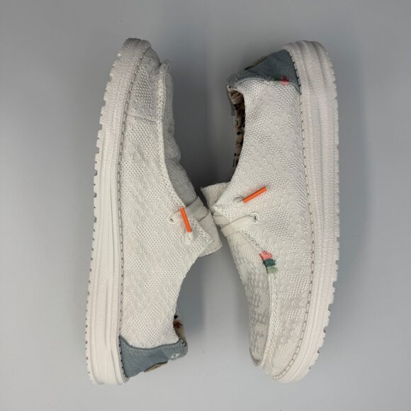 Hey Dude Loafers Women 8 White Crochet Wendy Boho Pristine - Picture 9 of 14